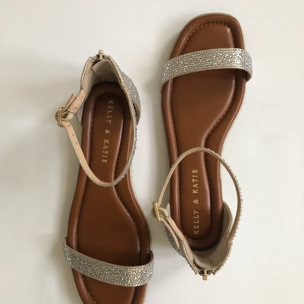 Kelly and Katie Rhinestone Strappy Flat Sandals, 8.5W